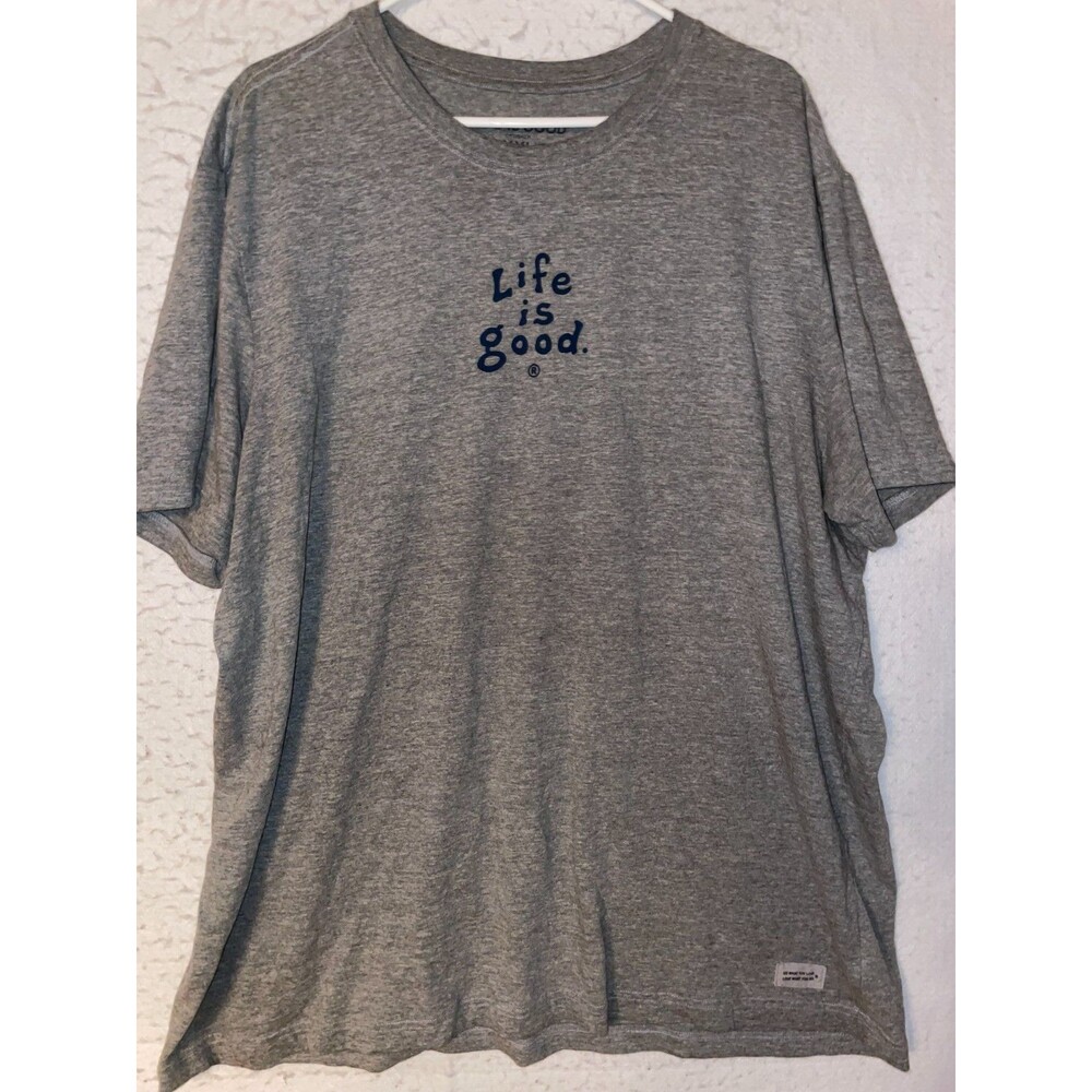 LIFE IS GOOD Men’s XXL Short Sleeve Crusher T shirt Cotton Gray Classic Logo